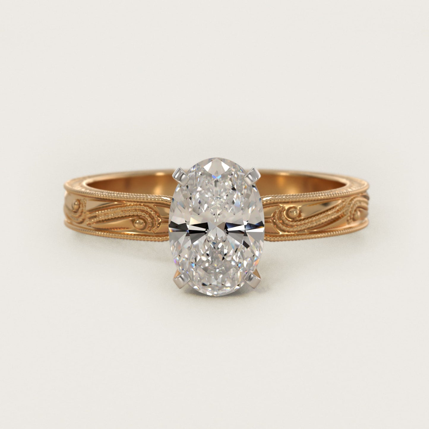 Engraved Solitaire Engagement Ring In 18k Yellow Gold By James Allen - Oval Center
