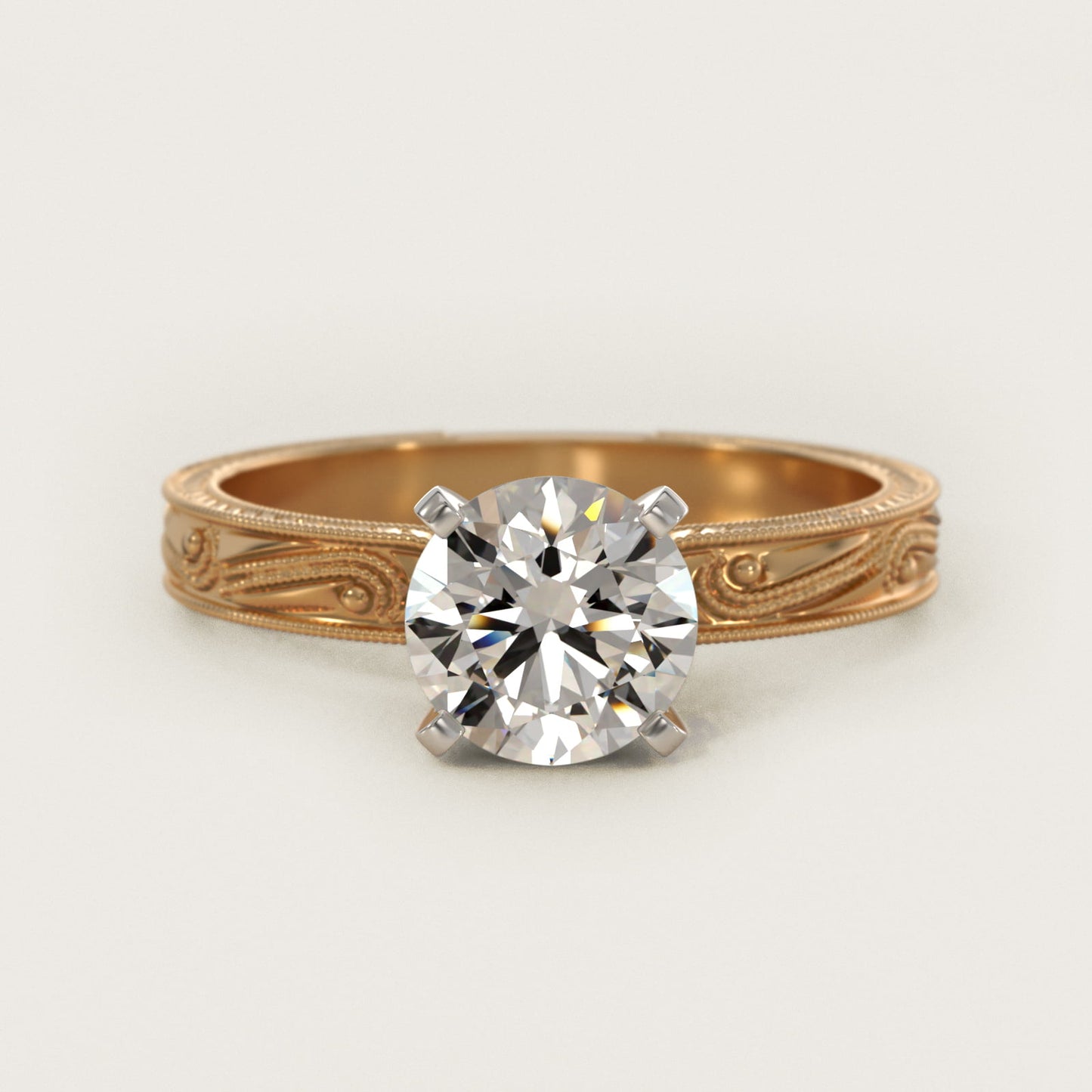 Engraved Solitaire Engagement Ring In 18k Yellow Gold By James Allen - Round Center