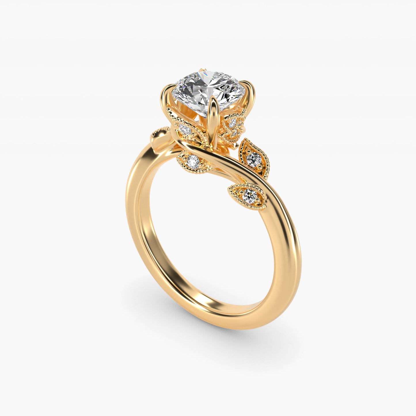 Entangled Vines Side Stone Diamond Engagement Ring In 18k Yellow Gold By James Allen - Round Center