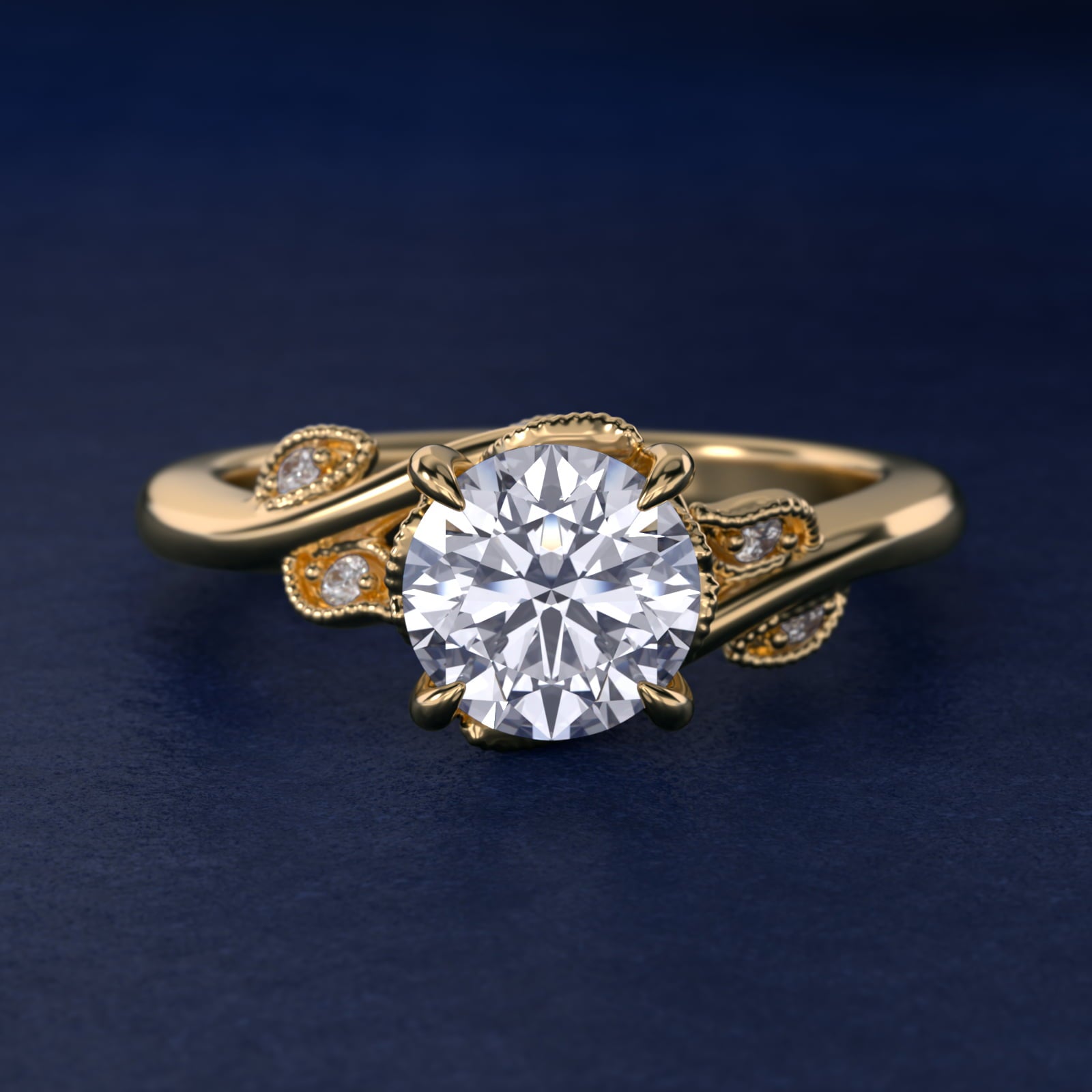 Entangled Vines Side Stone Diamond Engagement Ring In 18k Yellow Gold By James Allen - Round Center