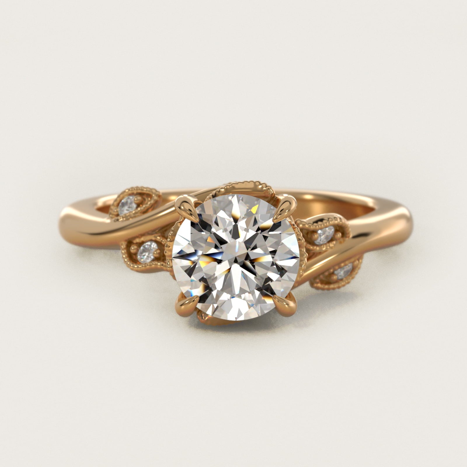 Entangled Vines Side Stone Diamond Engagement Ring In 18k Yellow Gold By James Allen - Round Center