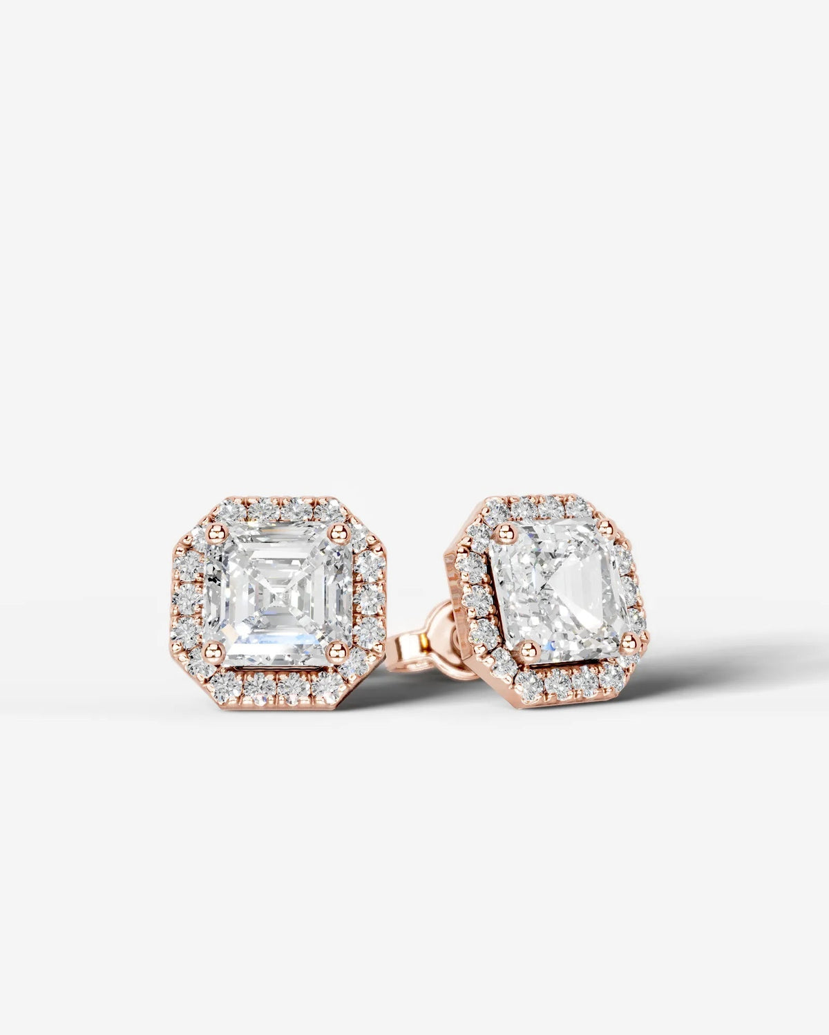 Erica Lab Grown Diamond Earrings Asscher - Rose Gold