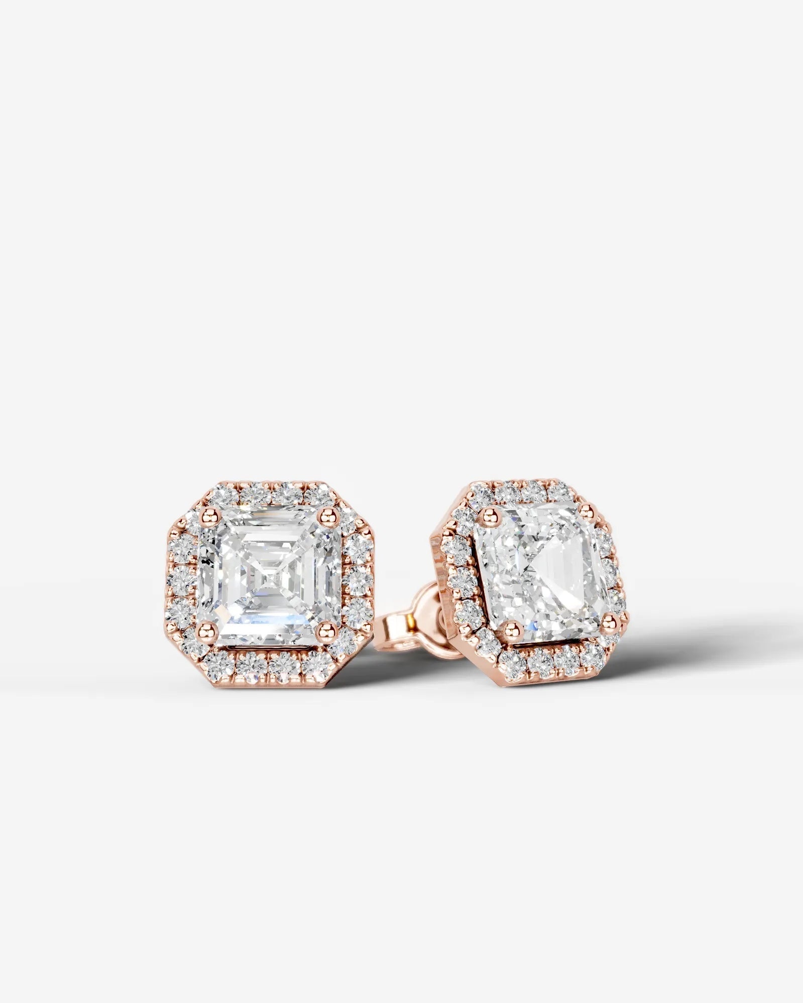 Erica Lab Grown Diamond Earrings Asscher - Rose Gold