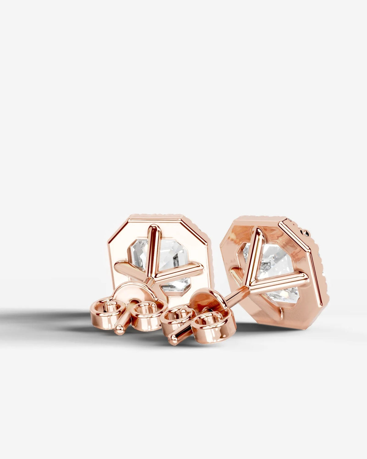 Erica Lab Grown Diamond Earrings Asscher - Rose Gold