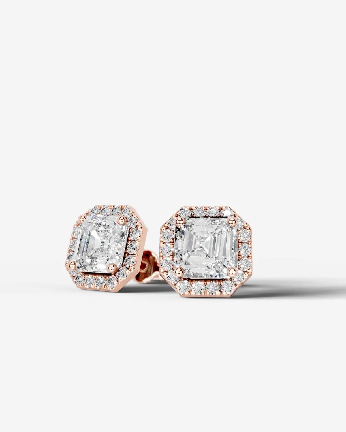 Erica Lab Grown Diamond Earrings Asscher - Rose Gold