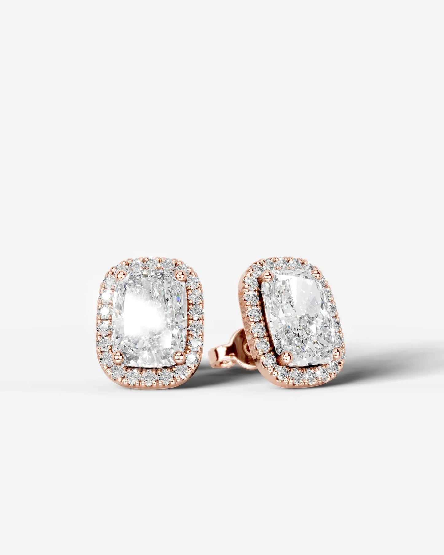 Erica Lab Grown Diamond Earrings Elongated Cushion - Rose Gold