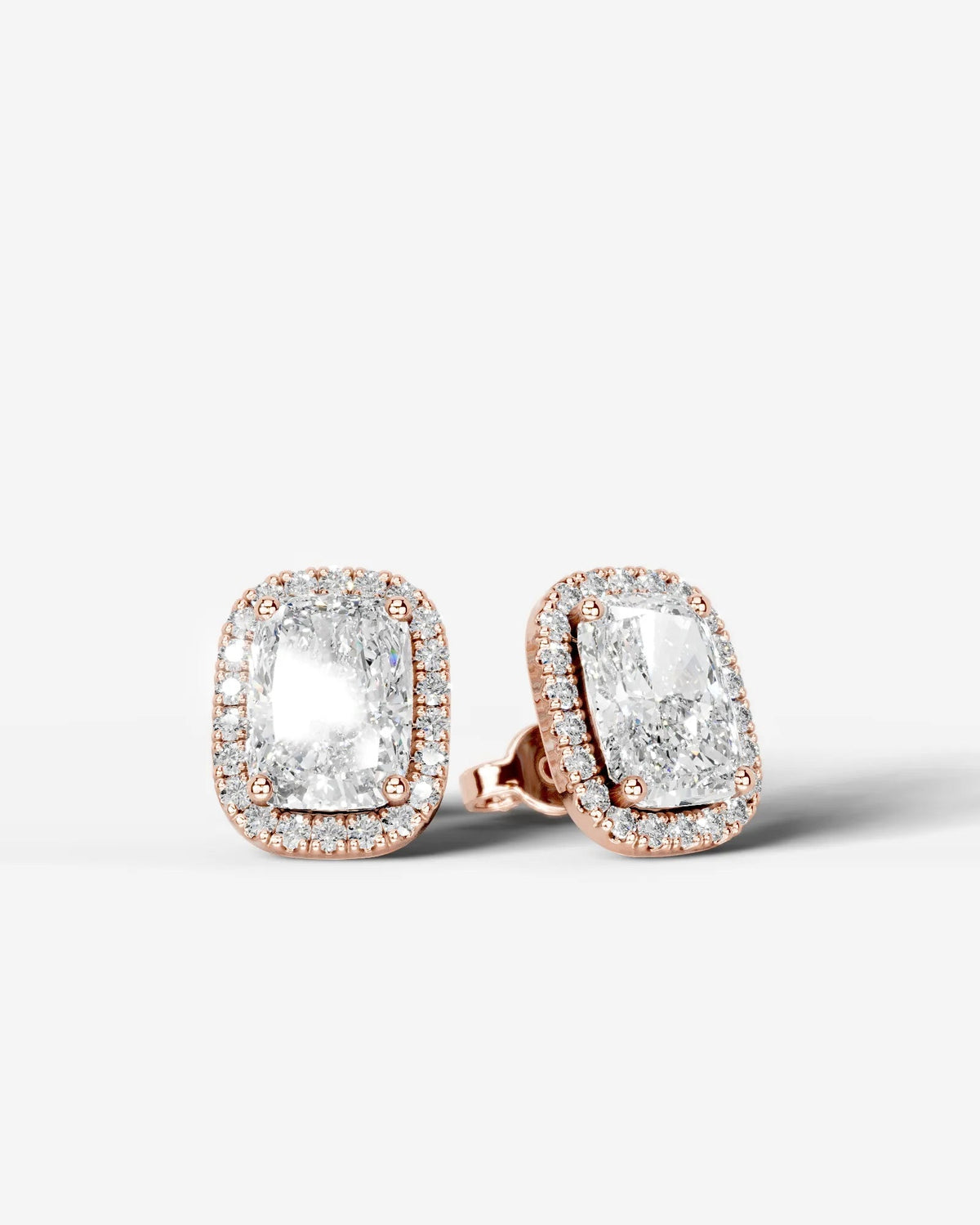 Erica Lab Grown Diamond Earrings Elongated Cushion - Rose Gold