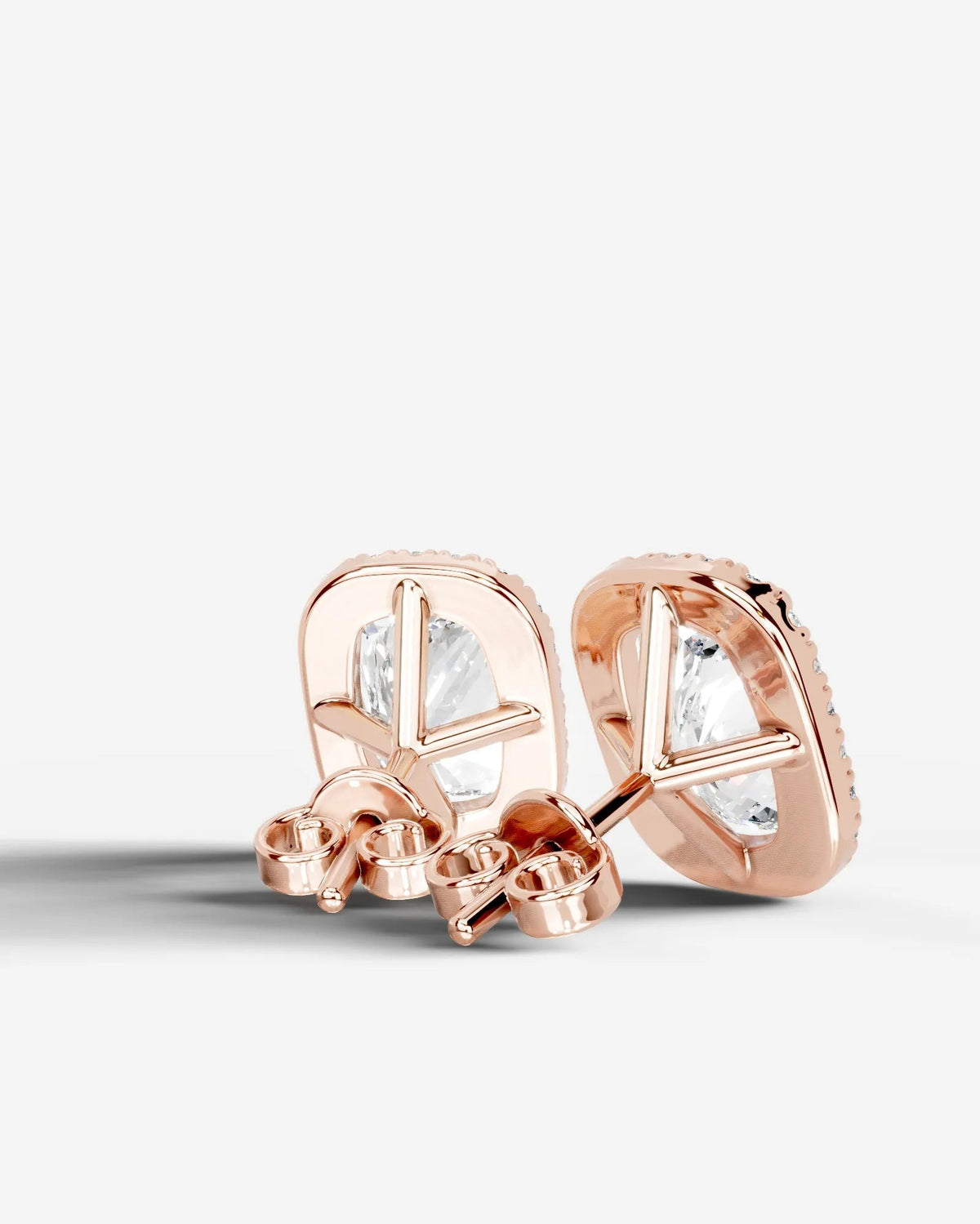 Erica Lab Grown Diamond Earrings Elongated Cushion - Rose Gold