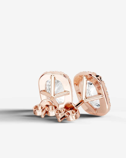 Erica Lab Grown Diamond Earrings Elongated Cushion - Rose Gold