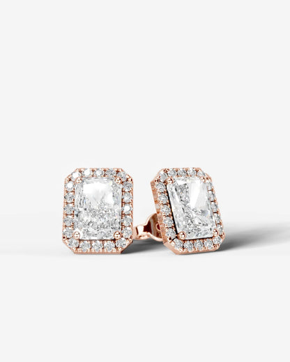 Erica Lab Grown Diamond Earrings Elongated Radiant - Rose Gold