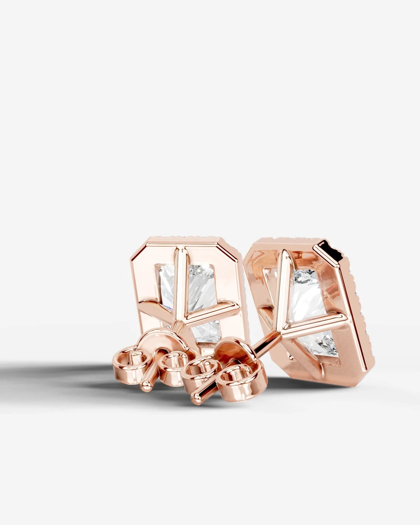 Erica Lab Grown Diamond Earrings Elongated Radiant - Rose Gold