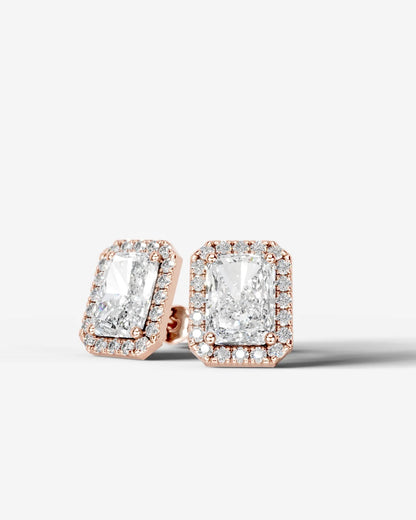 Erica Lab Grown Diamond Earrings Elongated Radiant - Rose Gold