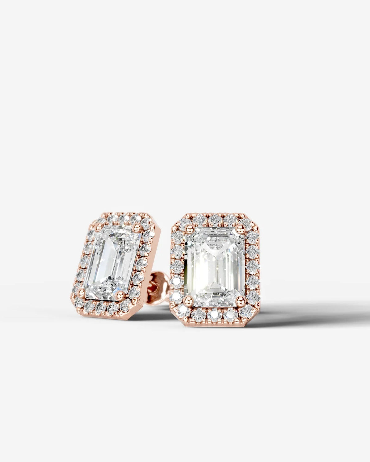 Erica Lab Grown Diamond Earrings Emerald - Rose Gold