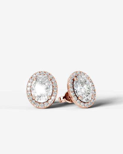 Erica Lab Grown Diamond Earrings Oval - Rose Gold