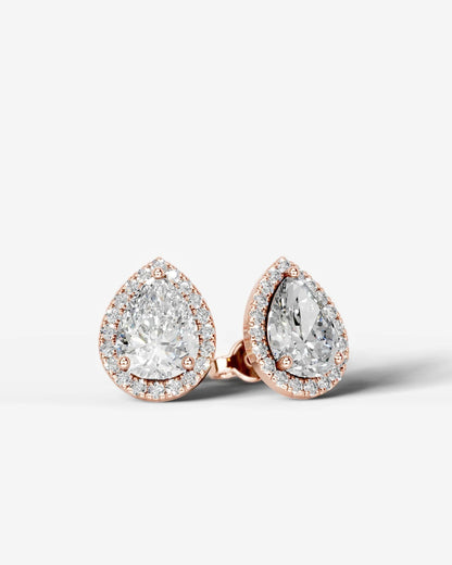 Erica Lab Grown Diamond Earrings Pear - Rose Gold
