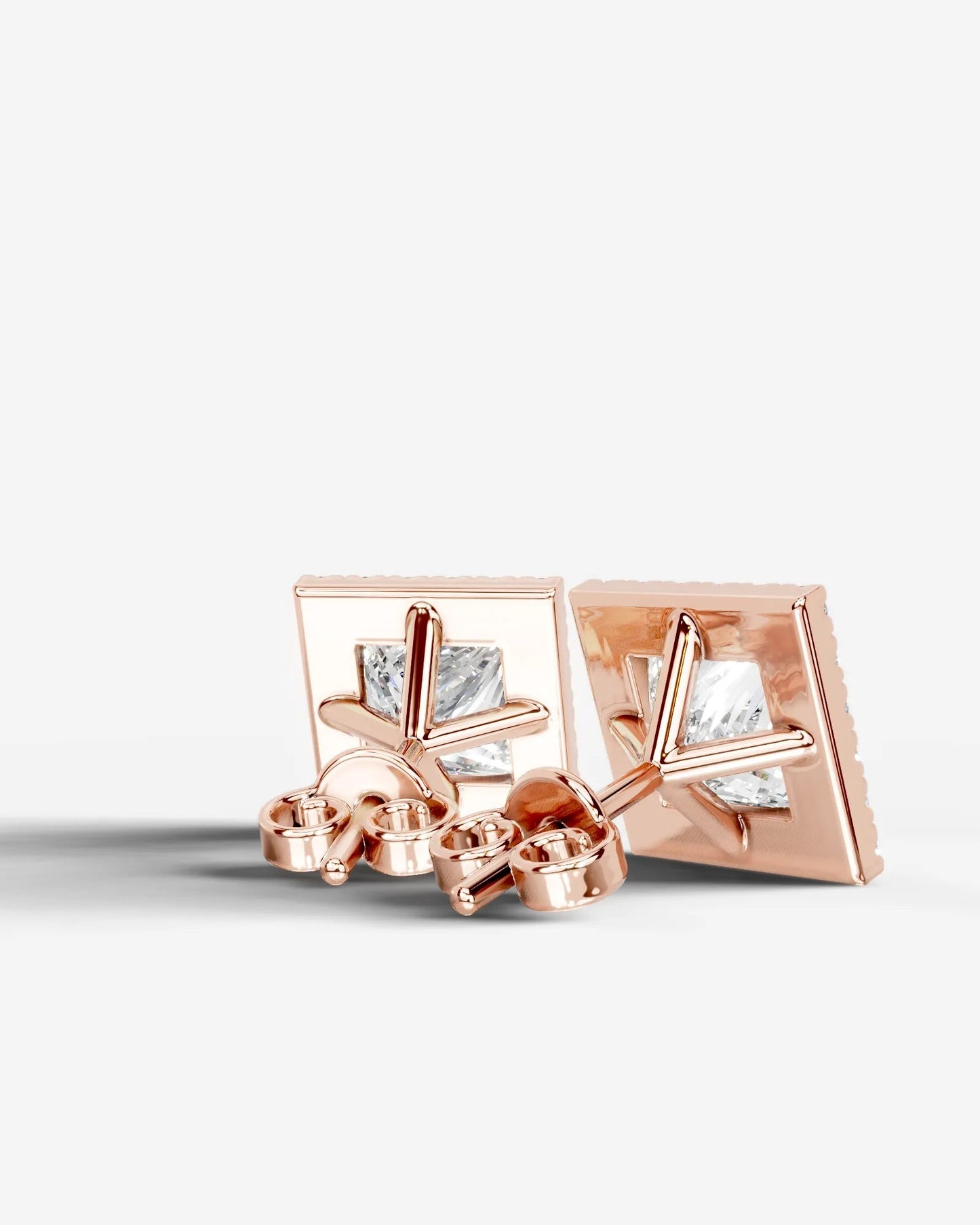 Erica Lab Grown Diamond Earrings Princess - Rose Gold