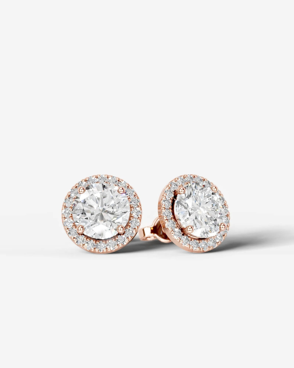 Erica Lab Grown Diamond Earrings Round - Rose Gold