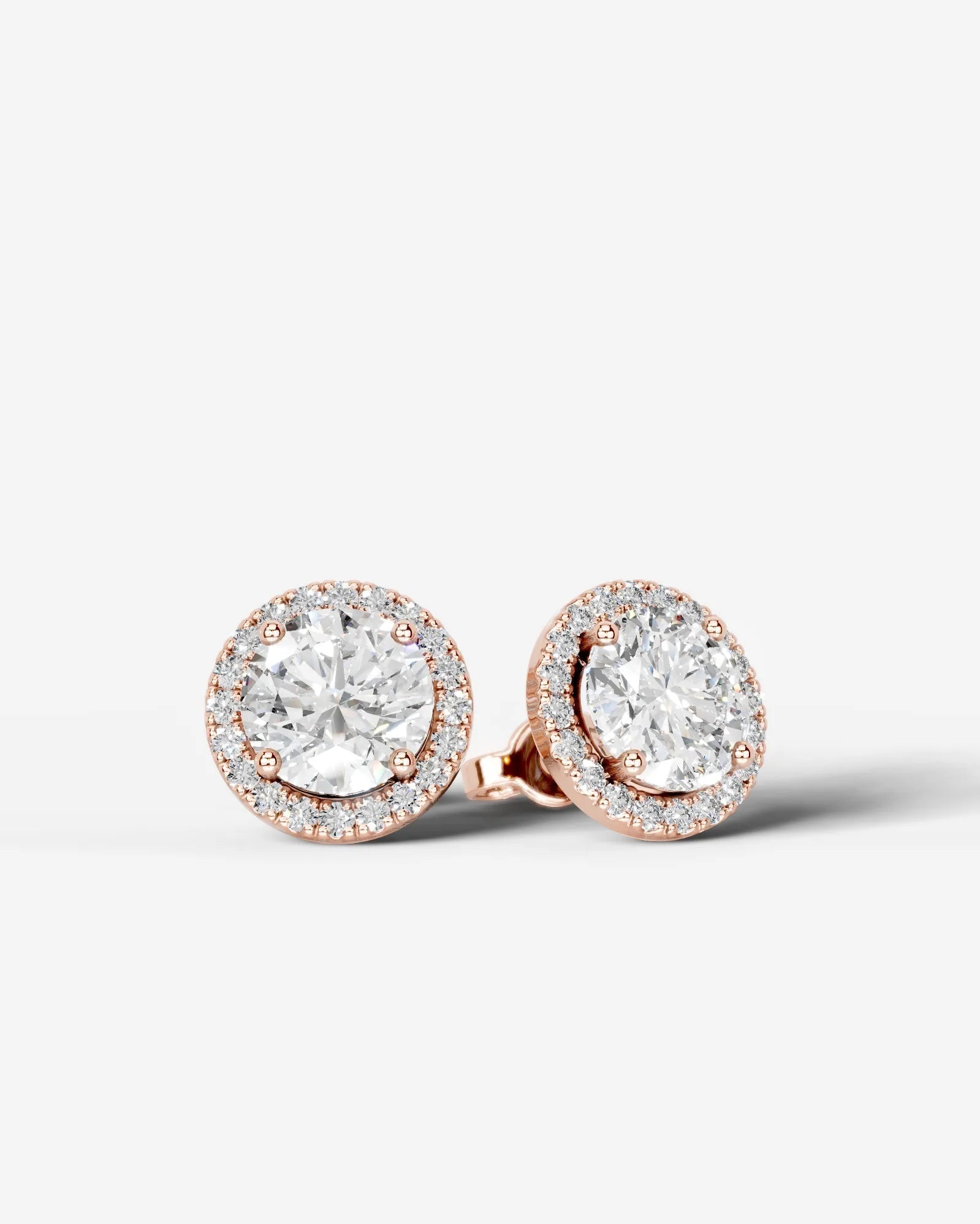Erica Lab Grown Diamond Earrings Round - Rose Gold
