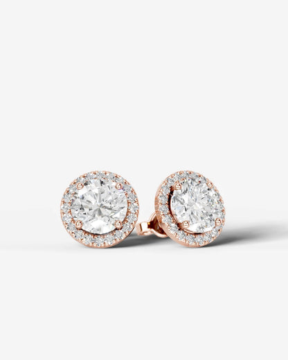 Erica Lab Grown Diamond Earrings Round - Rose Gold