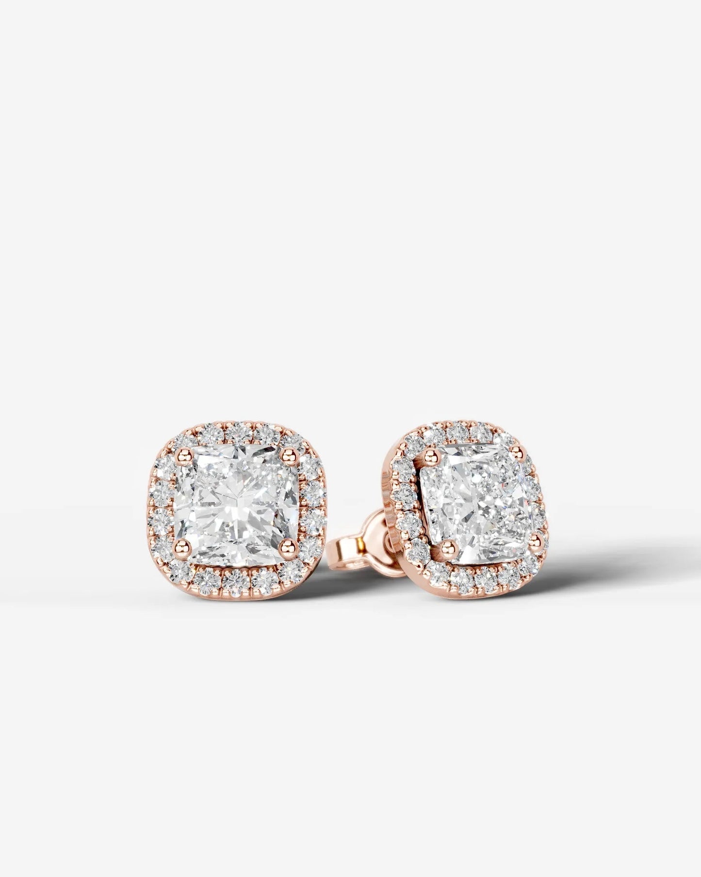 Erica Lab Grown Diamond Earrings Square Cushion - Rose Gold