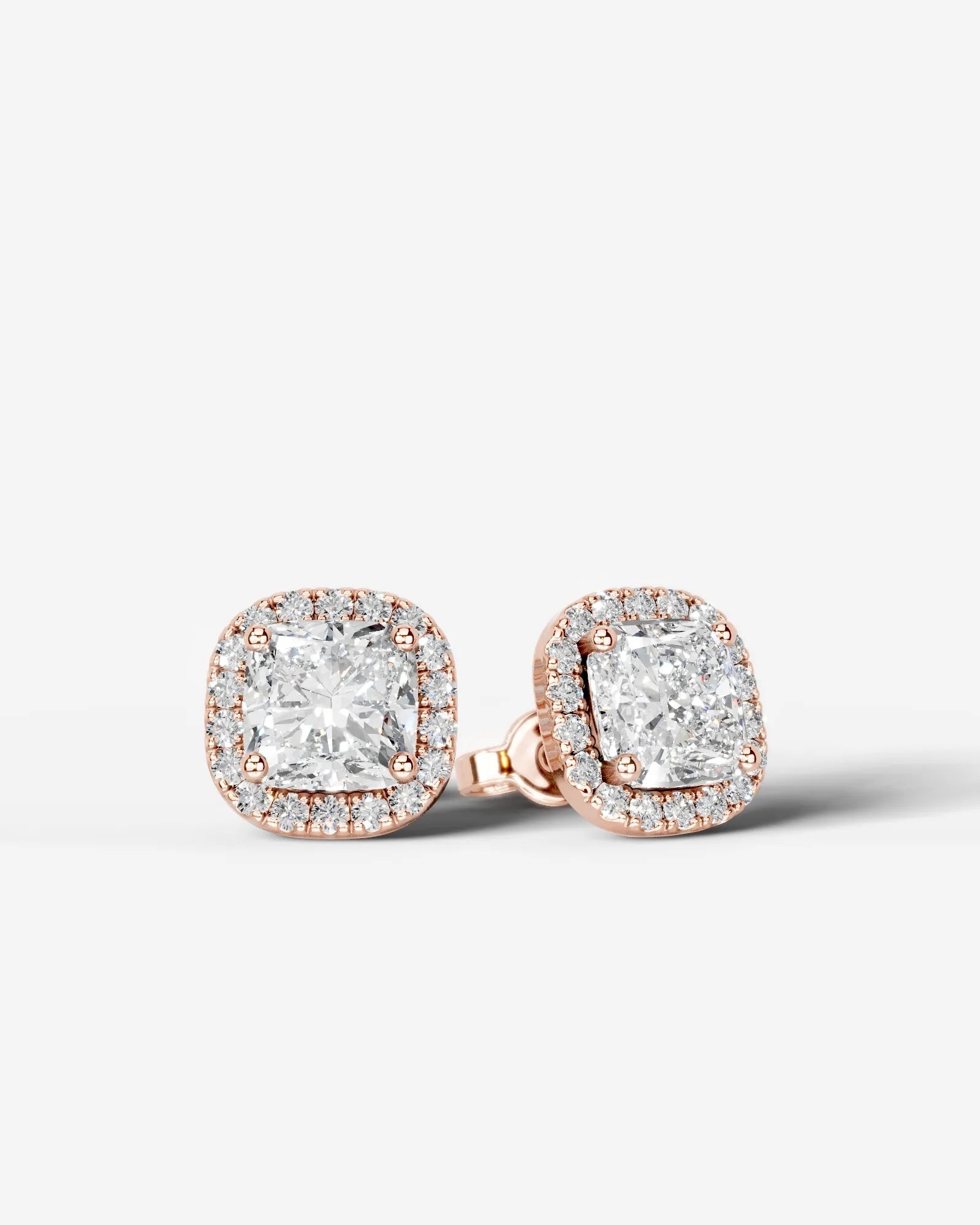 Erica Lab Grown Diamond Earrings Square Cushion - Rose Gold