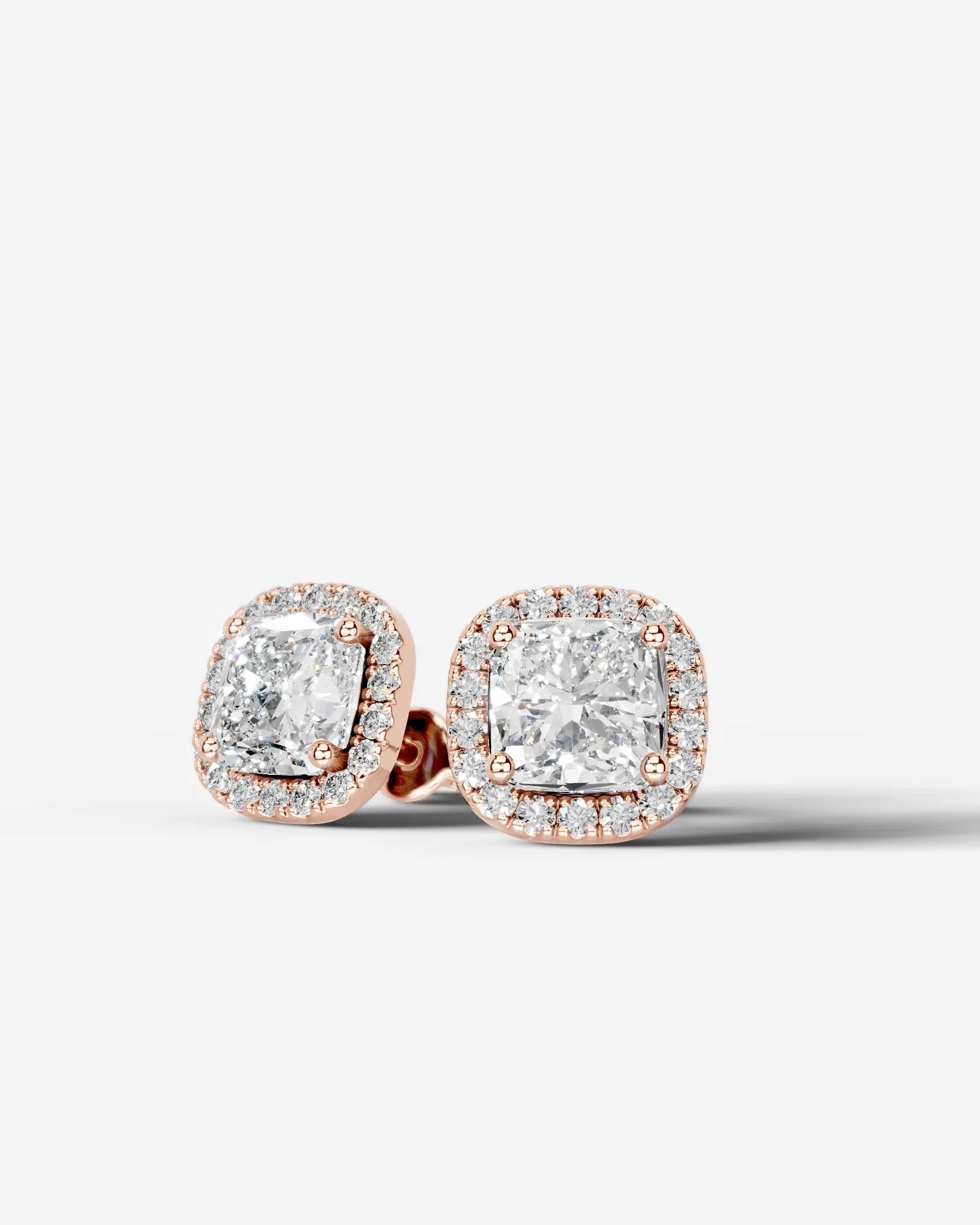 Erica Lab Grown Diamond Earrings Square Cushion - Rose Gold
