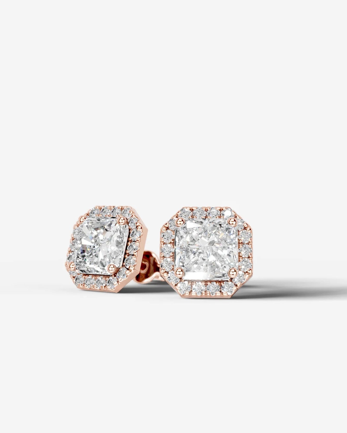 Erica Lab Grown Diamond Earrings Square Radiant - Rose Gold