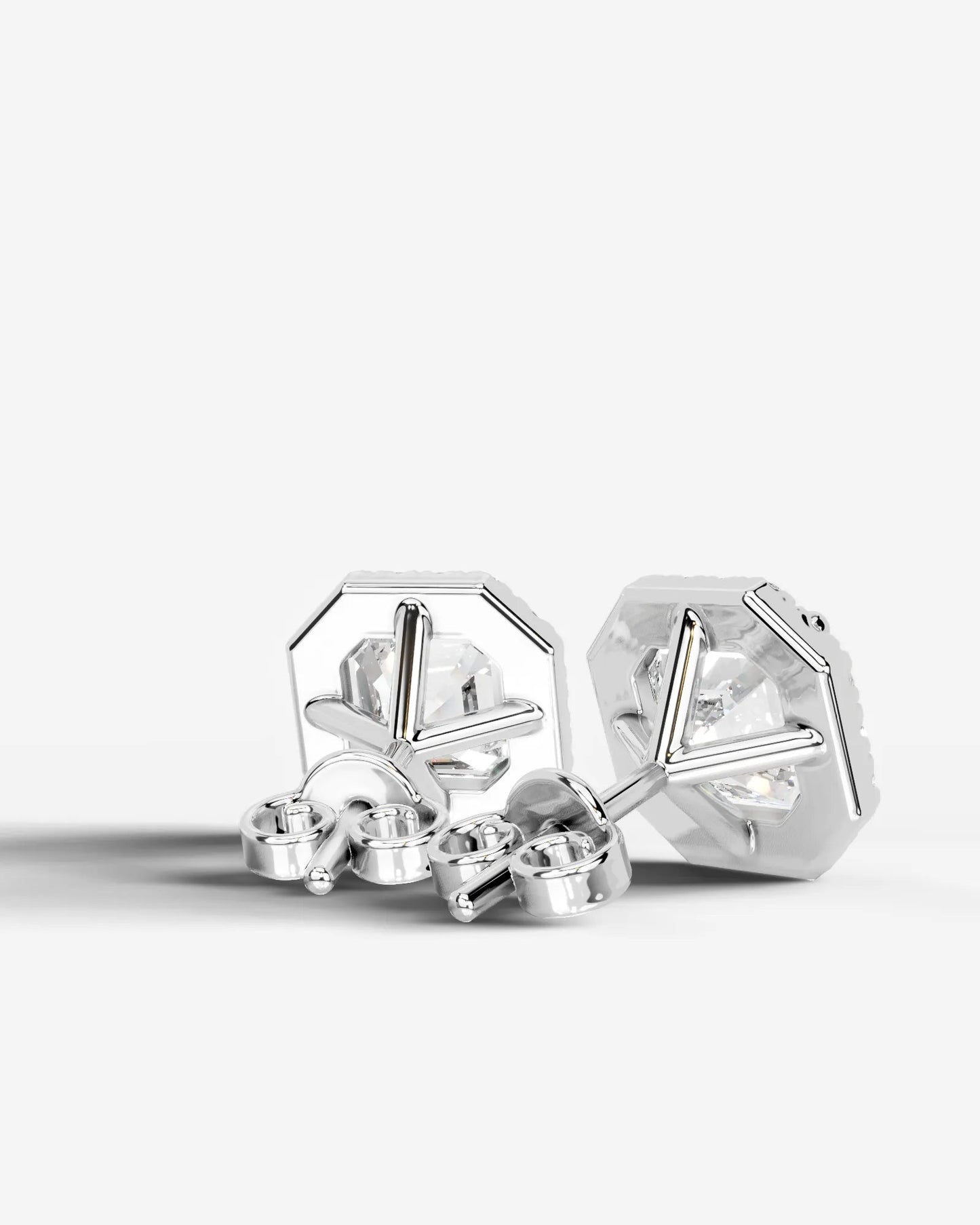 Erica Lab Grown Diamond Earrings Asscher - White Gold