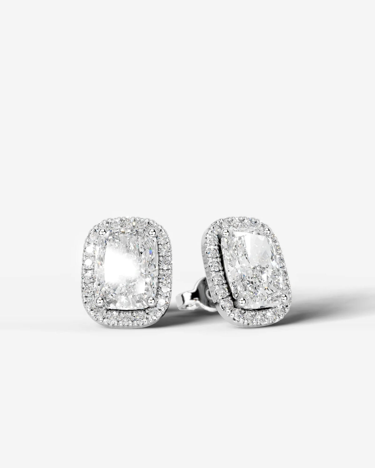 Erica Lab Grown Diamond Earrings Elongated Cushion - White Gold