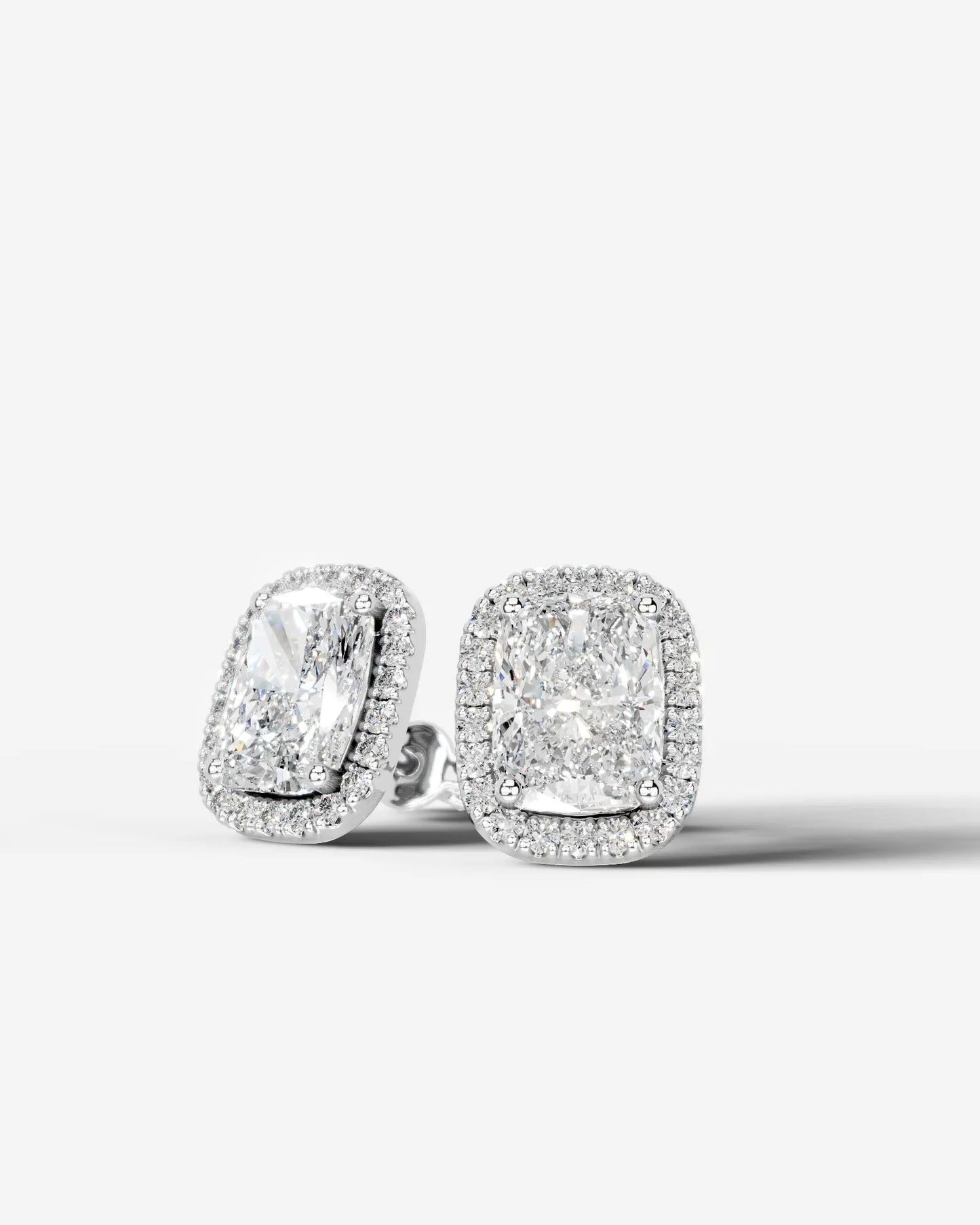 Erica Lab Grown Diamond Earrings Elongated Cushion - Platinum
