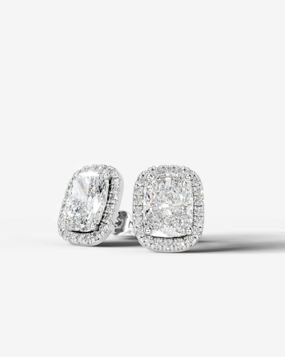 Erica Lab Grown Diamond Earrings Elongated Cushion - White Gold