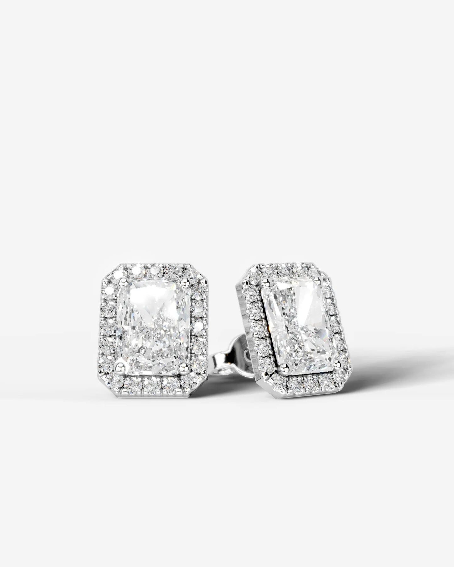 Erica Lab Grown Diamond Earrings Elongated Radiant - White Gold