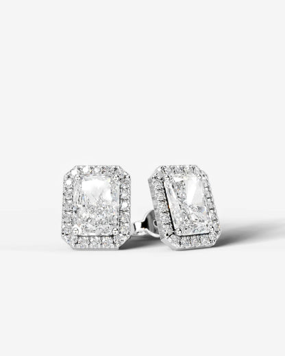 Erica Lab Grown Diamond Earrings Elongated Radiant - White Gold
