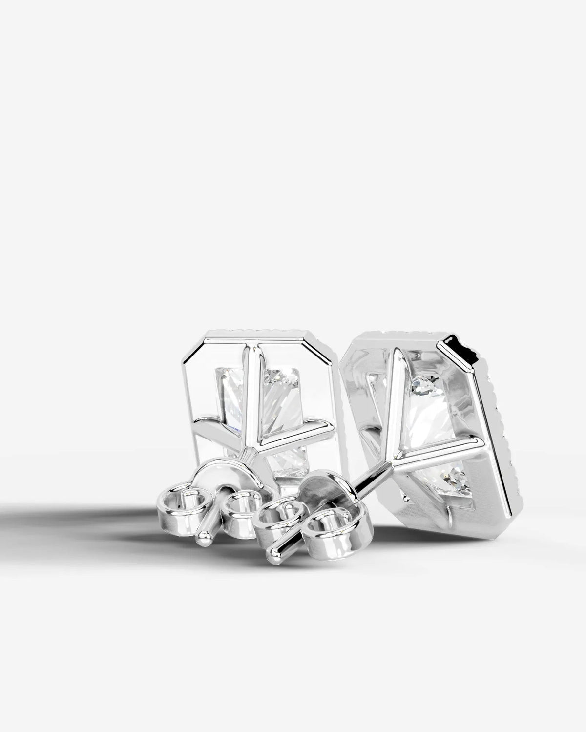 Erica Lab Grown Diamond Earrings Elongated Radiant - White Gold