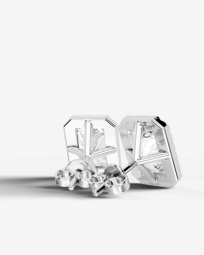 Erica Lab Grown Diamond Earrings Elongated Radiant - White Gold