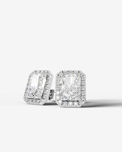 Erica Lab Grown Diamond Earrings Elongated Radiant - White Gold