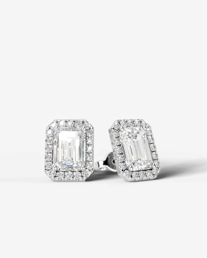 Erica Lab Grown Diamond Earrings Emerald - Platinum