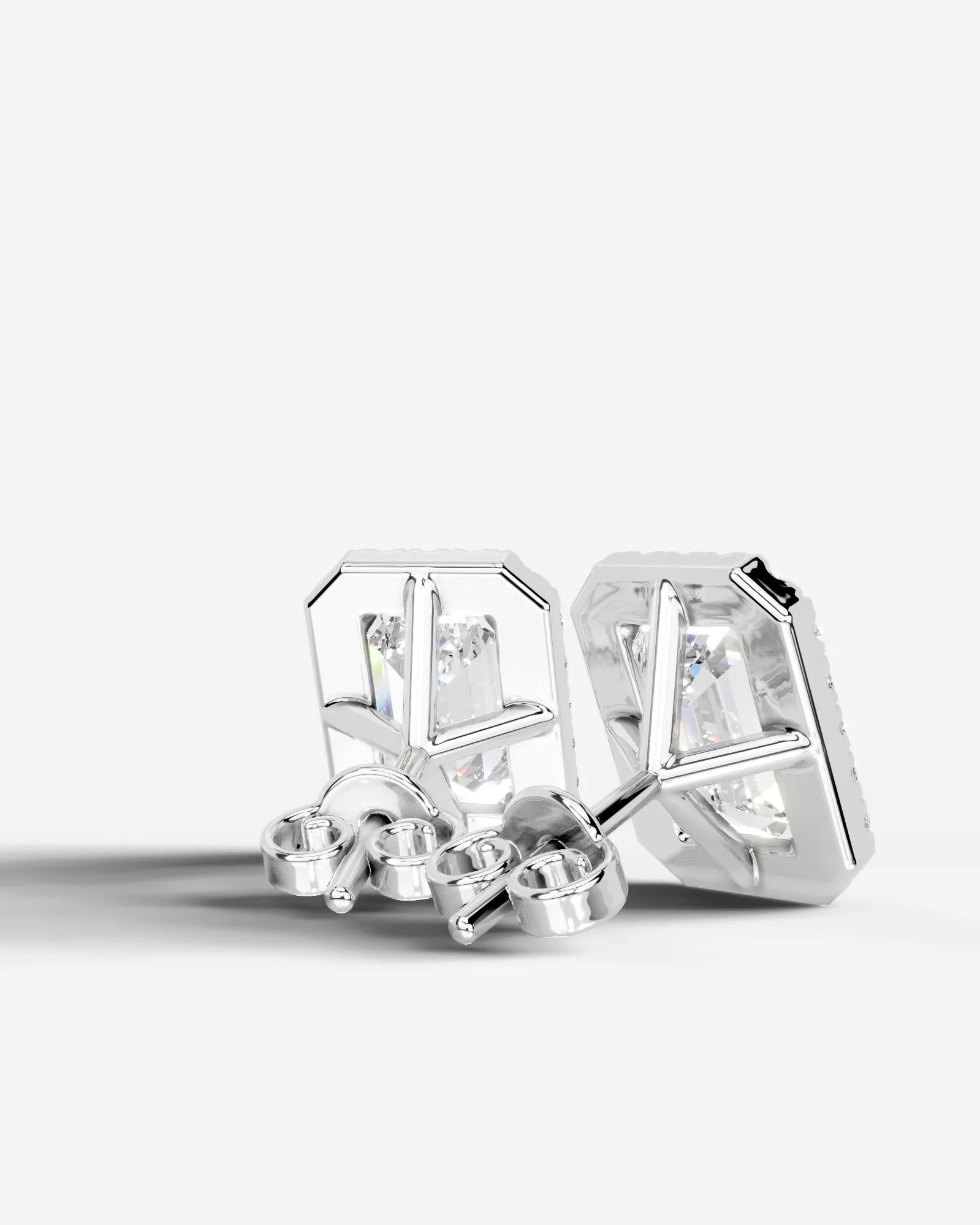 Erica Lab Grown Diamond Earrings Emerald - White Gold
