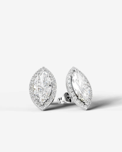 Erica Lab Grown Diamond Earrings Marquise - White Gold