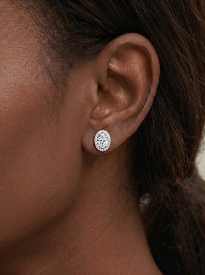 Erica Lab Grown Diamond Earrings Oval - White Gold
