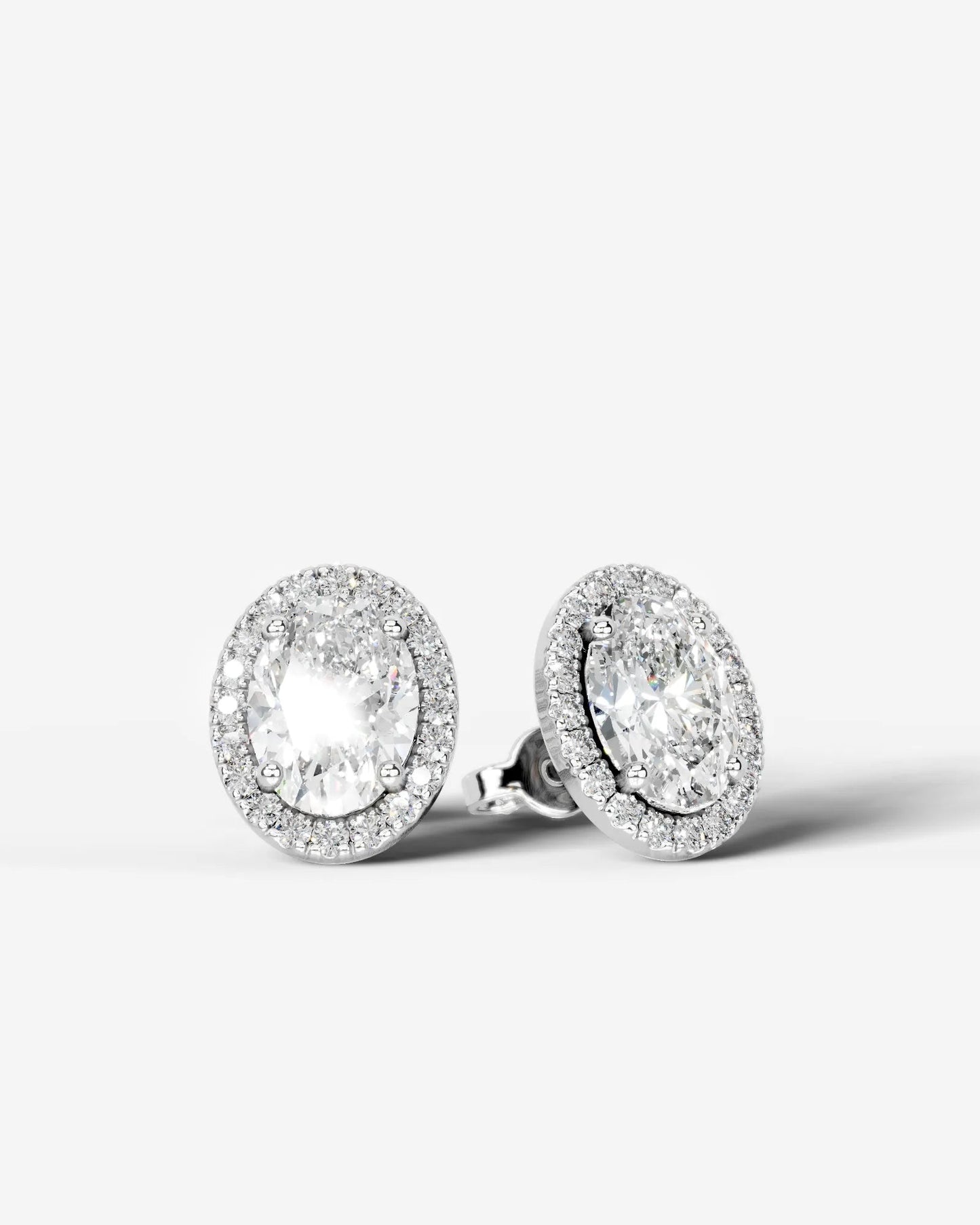 Erica Lab Grown Diamond Earrings Oval - White Gold