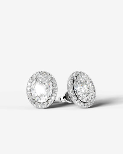 Erica Lab Grown Diamond Earrings Oval - White Gold