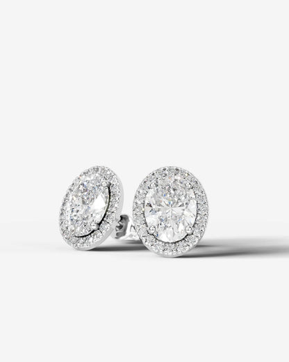 Erica Lab Grown Diamond Earrings Oval - White Gold