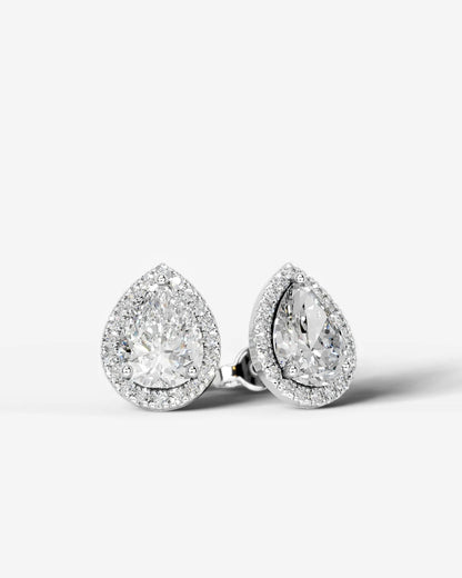 Erica Lab Grown Diamond Earrings Pear - White Gold