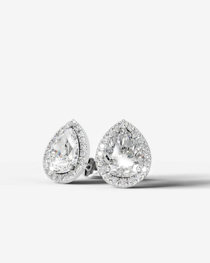 Erica Lab Grown Diamond Earrings Pear - White Gold