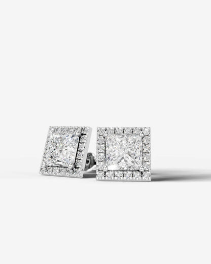 Erica Lab Grown Diamond Earrings Princess - Platinum