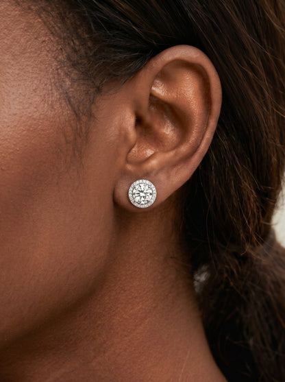 Erica Lab Grown Diamond Earrings Round - White Gold