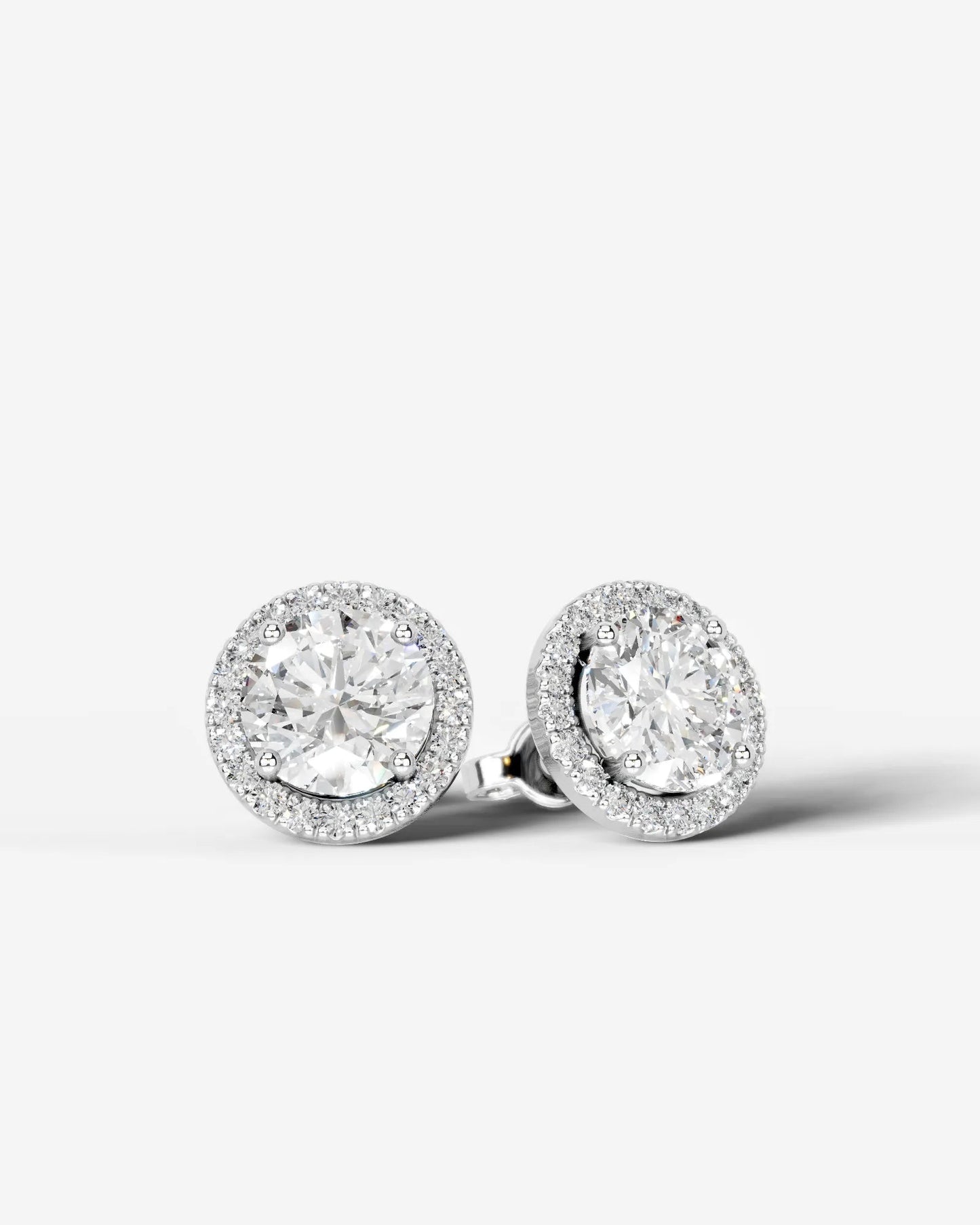 Erica Lab Grown Diamond Earrings Round - White Gold