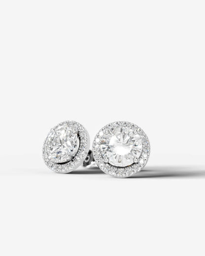 Erica Lab Grown Diamond Earrings Round - White Gold