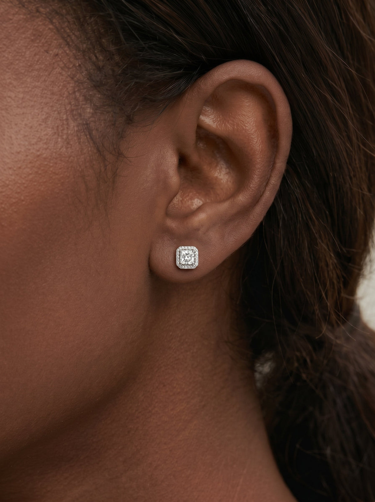 Erica Lab Grown Diamond Earrings Square Radiant - White Gold